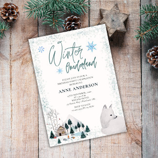 Winter Onederlant 1. Geburtstag Tiere  Einladung