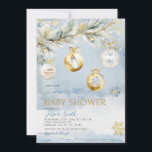 Winter Ornament Merry Little Christmas Baby Shower Einladung<br><div class="desc">EDITABLE Winter Ornament Merry Little Christmas Baby Dusche Einladung Eleganter Weihnachtsbaum Silver Gold Ornaments Baby Dusche einladen</div>