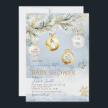 Winter Ornament Merry Little Christmas Baby Shower Einladung<br><div class="desc">EDITABLE Winter Ornament Merry Little Christmas Baby Dusche Einladung Eleganter Weihnachtsbaum Silver Gold Ornaments Baby Dusche einladen</div>