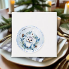 Winter Owl Watercolor Kinderdusche Geschenkanhänger