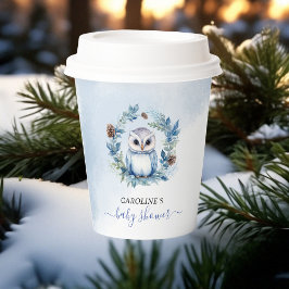 Winter Owl Watercolor Kinderdusche Pappbecher