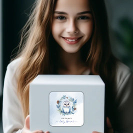 Winter Owl Watercolor Kinderdusche Quadratischer Aufkleber