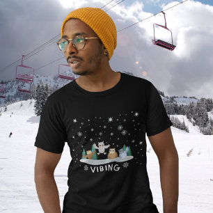 Winter Owles Ice Skaten im Winter Weinschlaufen T-Shirt