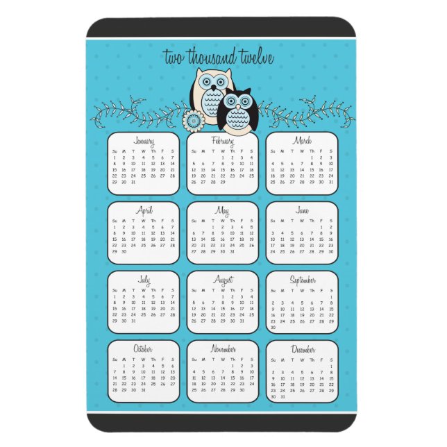 Winter Owls 2012 Calendar Magnet (Vertikal)