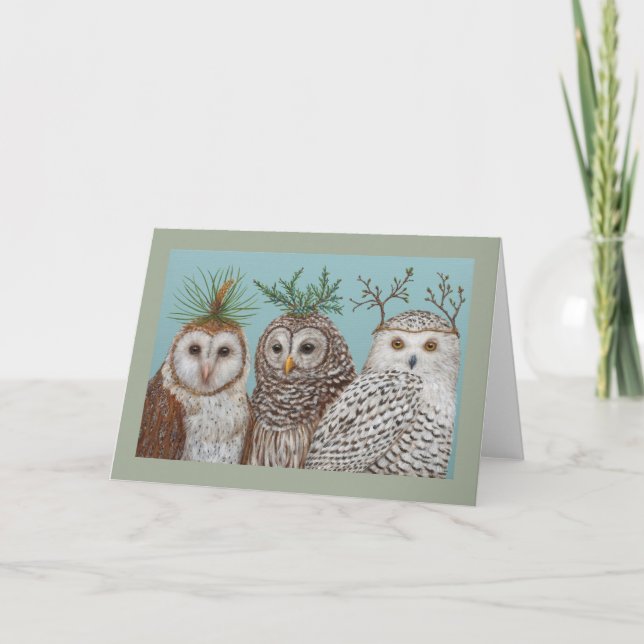 Winter Owls Greencard Karte (Vorderseite)