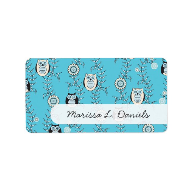 Winter Owls Name Labels Adressaufkleber (Vorne)