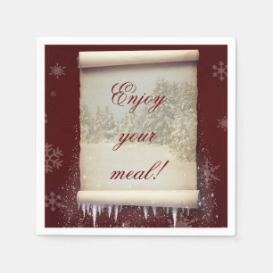 Winter Parchment Illustration Serviette