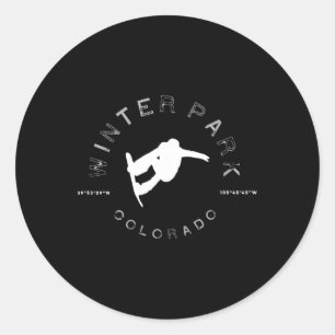 Winter Park Colorado Grafik Vintage Snowboard T-Sh Runder Aufkleber