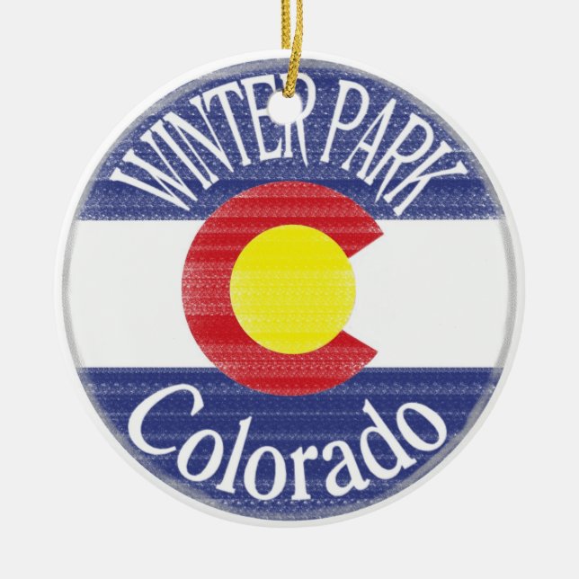 Winter-Park-Colorado-Kreisflagge Keramikornament (Vorne)