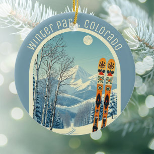 Winter Park Colorado Rocky Mountains Skigebiet Keramik Ornament