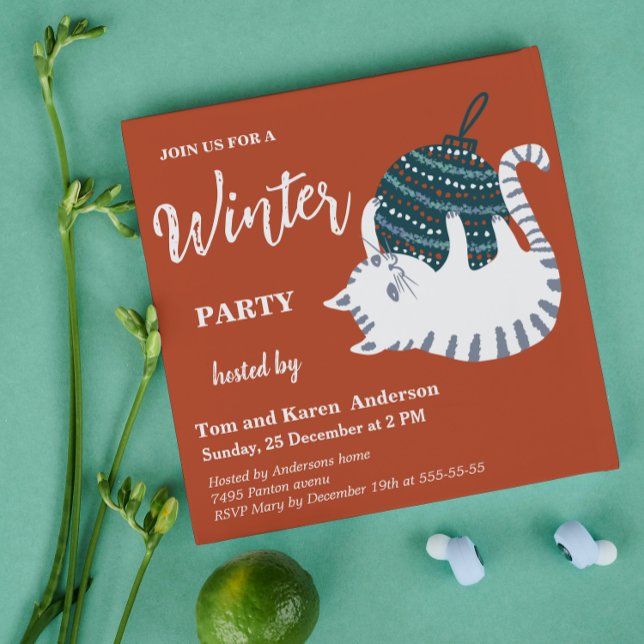 Winter Party Christmas Toy Cat Einladung (Von Creator hochgeladen)