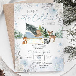 Winter Pastel Blue Snowflake Truck Baby Dusche Einladung