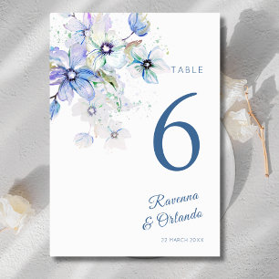Winter-Pastell-Blumen-Botanik-Romantik-Kunst-Hochz Tischnummer