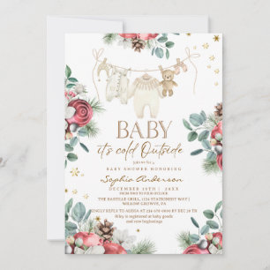 Winter-Pastell-Blumen Outside-Baby-Einladung Einladung