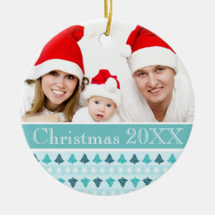 Winter Pattern Custom Foto Keramik Ornament