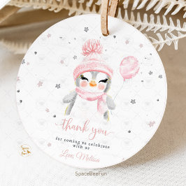 Winter Penguin Babydusche Geschenkanhänger