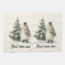 Winter Penguin “Best Mom Ever” Design Geschirrtuch
