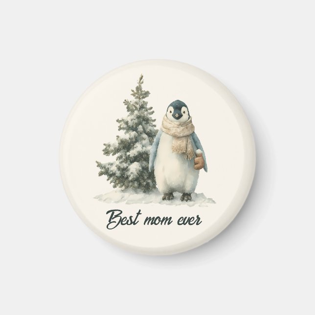 Winter Penguin “Best Mom Ever” Design Magnet (Vorne)