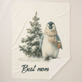 Winter Penguin “Best Mom Ever” Design Sherpadecke