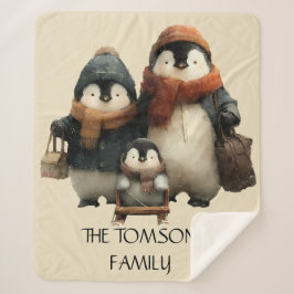 Winter Penguin Family Personalized Design Sherpadecke