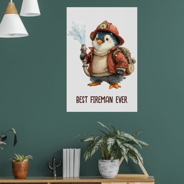 Winter Penguin Firefighter Ping Pong Paddle Poster (Wohnzimmer 1)