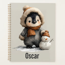 Winter Penguin with Snowman Design