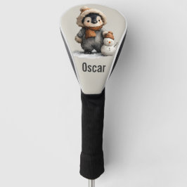 Winter Penguin with Snowman Design Golf Headcover