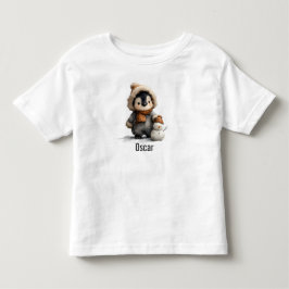 Winter Penguin with Snowman Design Kleinkind T-shirt
