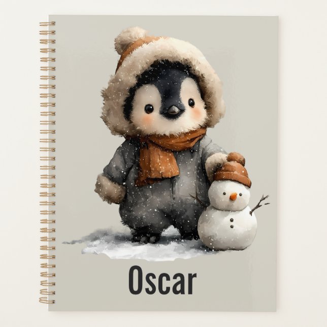 Winter Penguin with Snowman Design Planer (Vorderseite)