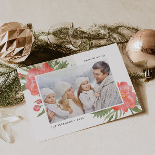 Winter Peony Holiday Foto Card Feiertagskarte