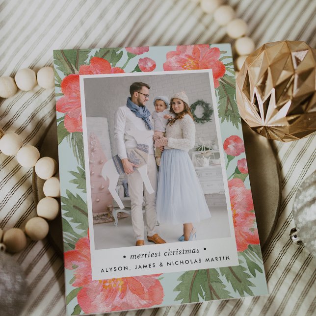 Winter Peony | Holiday Photo Card Feiertagskarte (Von Creator hochgeladen)