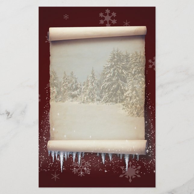 Winter-Pergament-Illustration Briefpapier (Vorderseite)