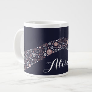 Winter personalisierter Name Rose Gold Snowflake W Jumbo-Tasse