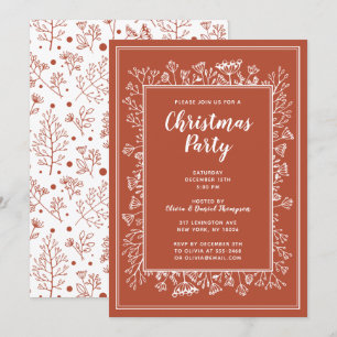 Winter Pflanze Weihnachtsfeier Hand gezogen Einladung