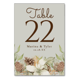Winter Pine Beige Hochzeitskarte für Tischnummern