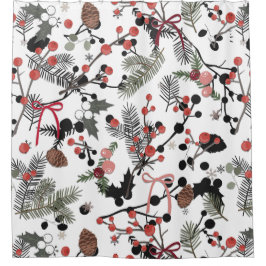Winter Pine & Berry Bathroom Vorhang
