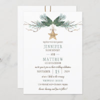 Winter Pine Branches Pine Cones Star Wedding