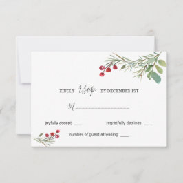 Winter Pine Cones Berry Wedding RSVP Karte