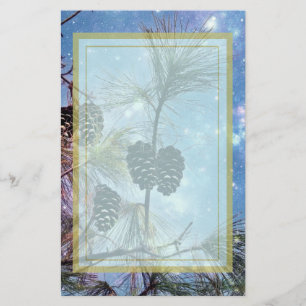 Winter Pine Cones unter einem Sternenhimmel Briefpapier