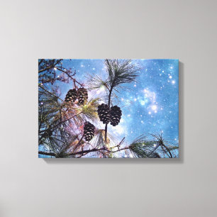 Winter Pine Cones unter einem Sternenhimmel Leinwanddruck