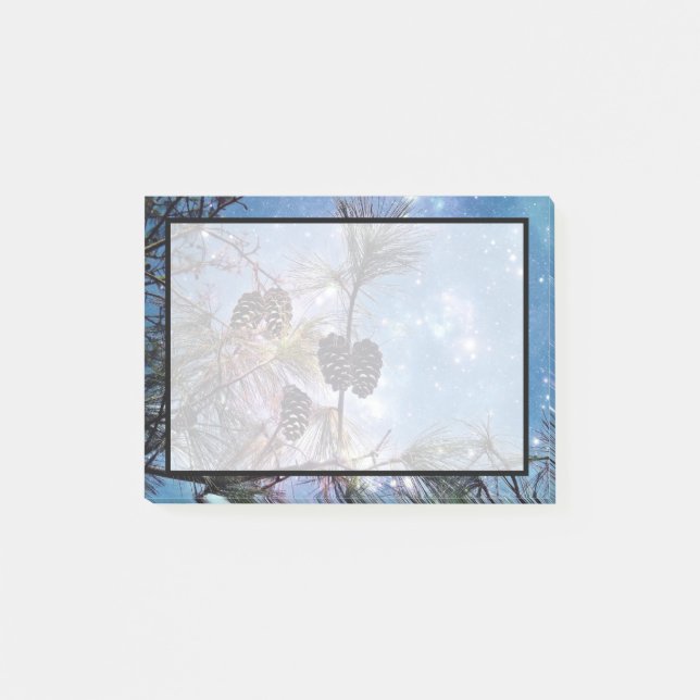 Winter Pine Cones unter einem Sternenhimmel Post-it Klebezettel (Vorderseite)