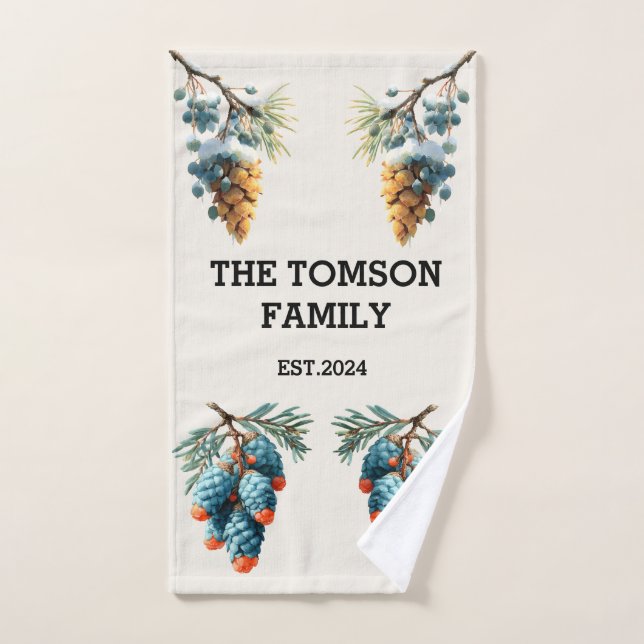 Winter Pine Cons Familienname Design Handtuch Badhandtuch Set (Handtuch)