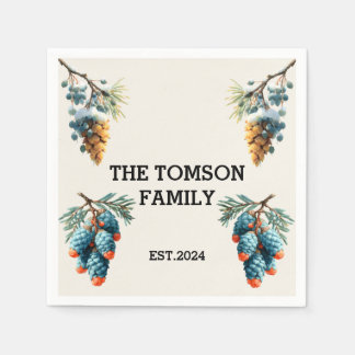 Winter Pine Cons Familiennamendesign Serviette