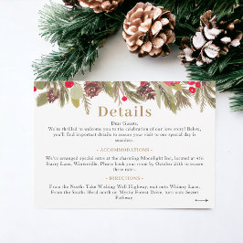 Winter pine elegance red green Wedding details Begleitkarte