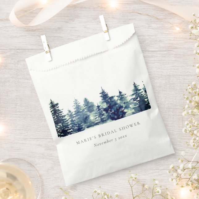 Winter Pine Forest Snow Wasserfarbe Brautparty Geschenktütchen (Ausgeschnitten)