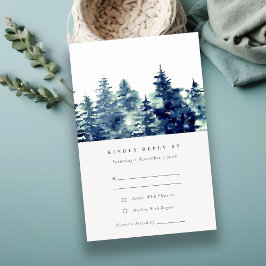 Winter Pine Forest Snow Wasserfarbe Hochzeit RSVP