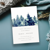 Winter Pine Forest Snow Wasserfarbe Save the Date