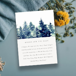 Winter Pine Forest Snowfall Bücher für Babydusche Begleitkarte