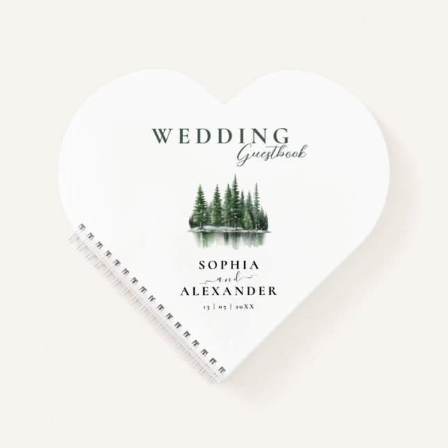 Winter Pine Forest Wedding Guestbook Notizbuch (Vorderseite)