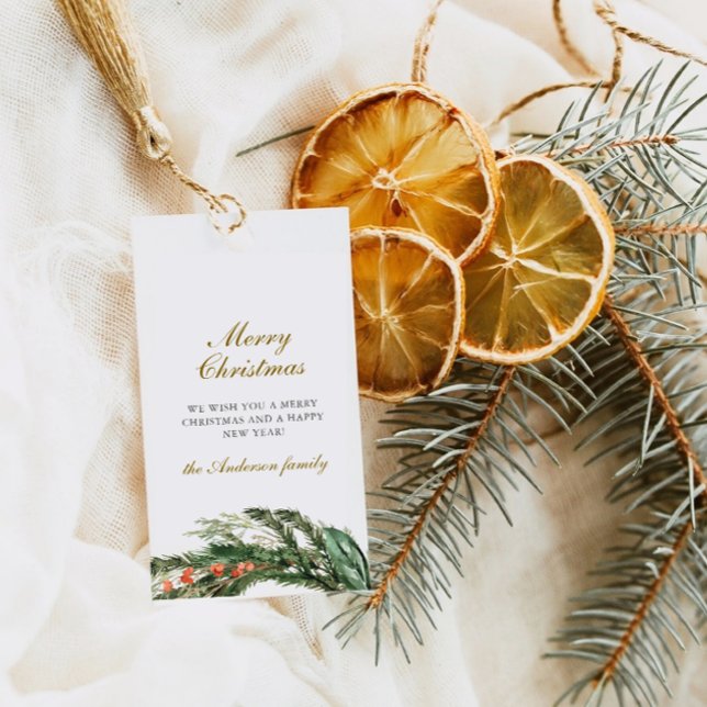 Winter Pine Frohe Weihnachtsgeschenke Tags Geschenkanhänger (Von Creator hochgeladen)